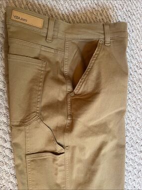 Cropped Carpenter Utility Pants "Yoga Jeans Chloe" Tan 27 (Fits Size 29 30)